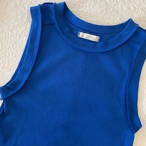 We The Free Blue Ribbed Knit Tank Top